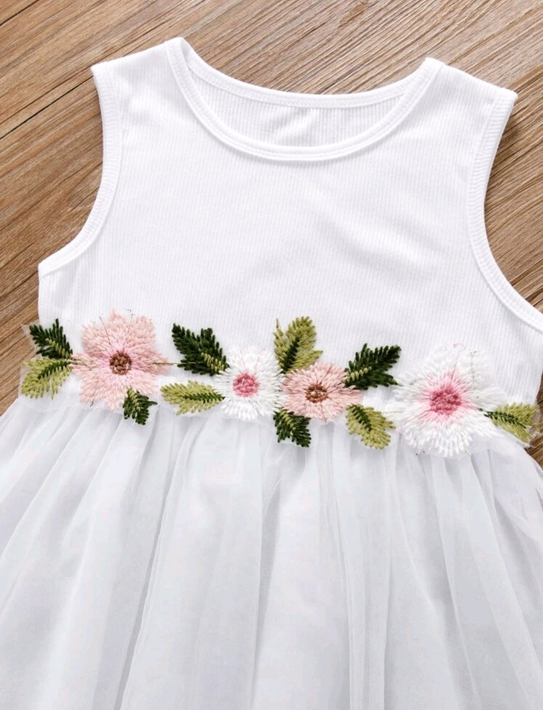 White Ribbed Floral Dress - Image 2