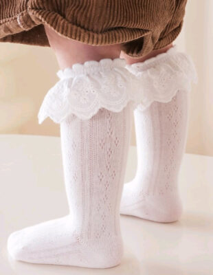 White Ruffle Lace Socks