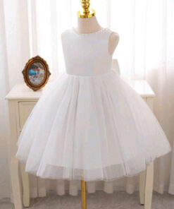 White Special Occasions Dress with Pearls - Image 2