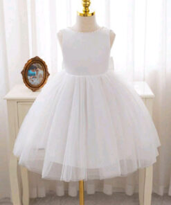 White Special Occasions Dress with Pearls - Image 3