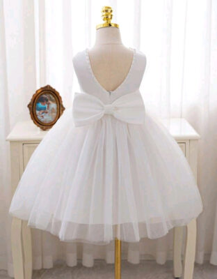 White Special Occasions Dress with Pearls