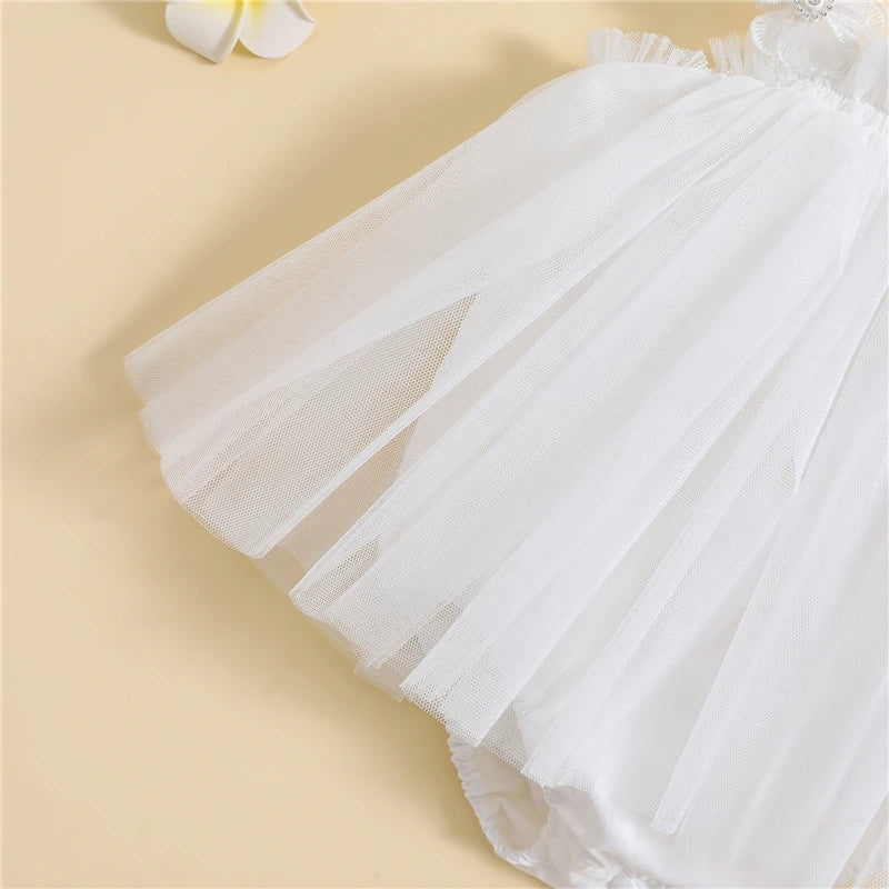 White Tulle Romper Dress - Image 5