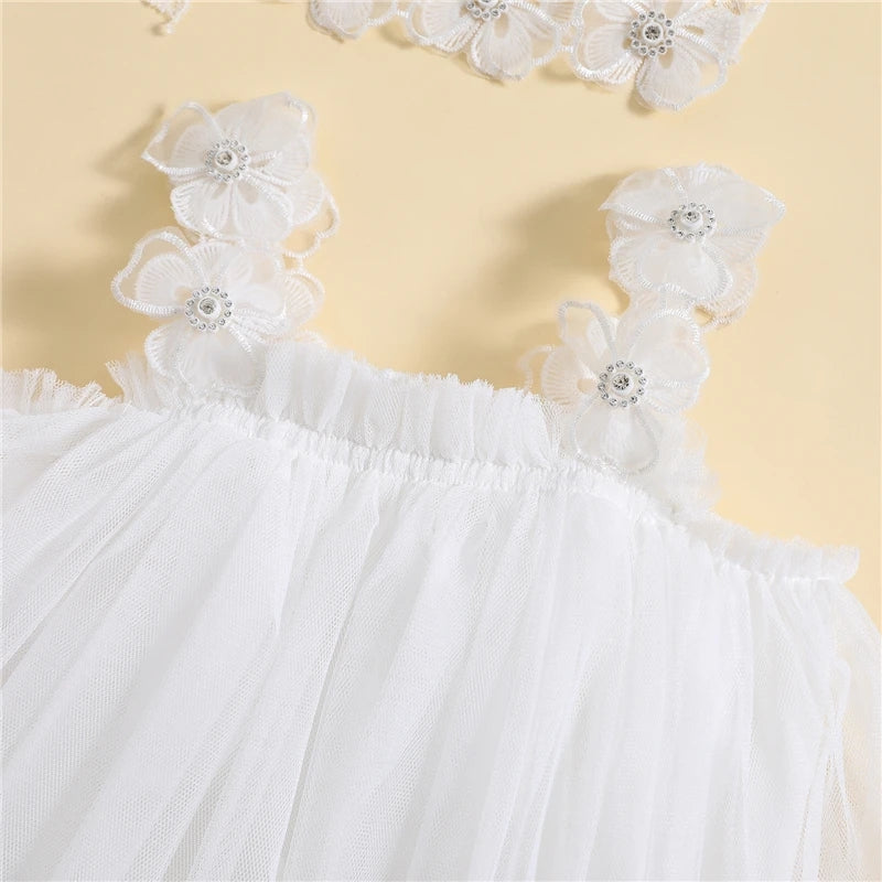 White Tulle Romper Dress - Image 3